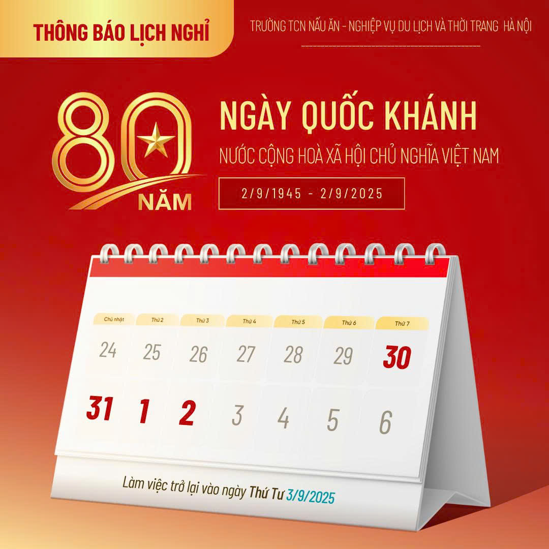 THÔNG BÁO LỊCH NGHỈ LỄ QUỐC KHÁNH 2/9/2025