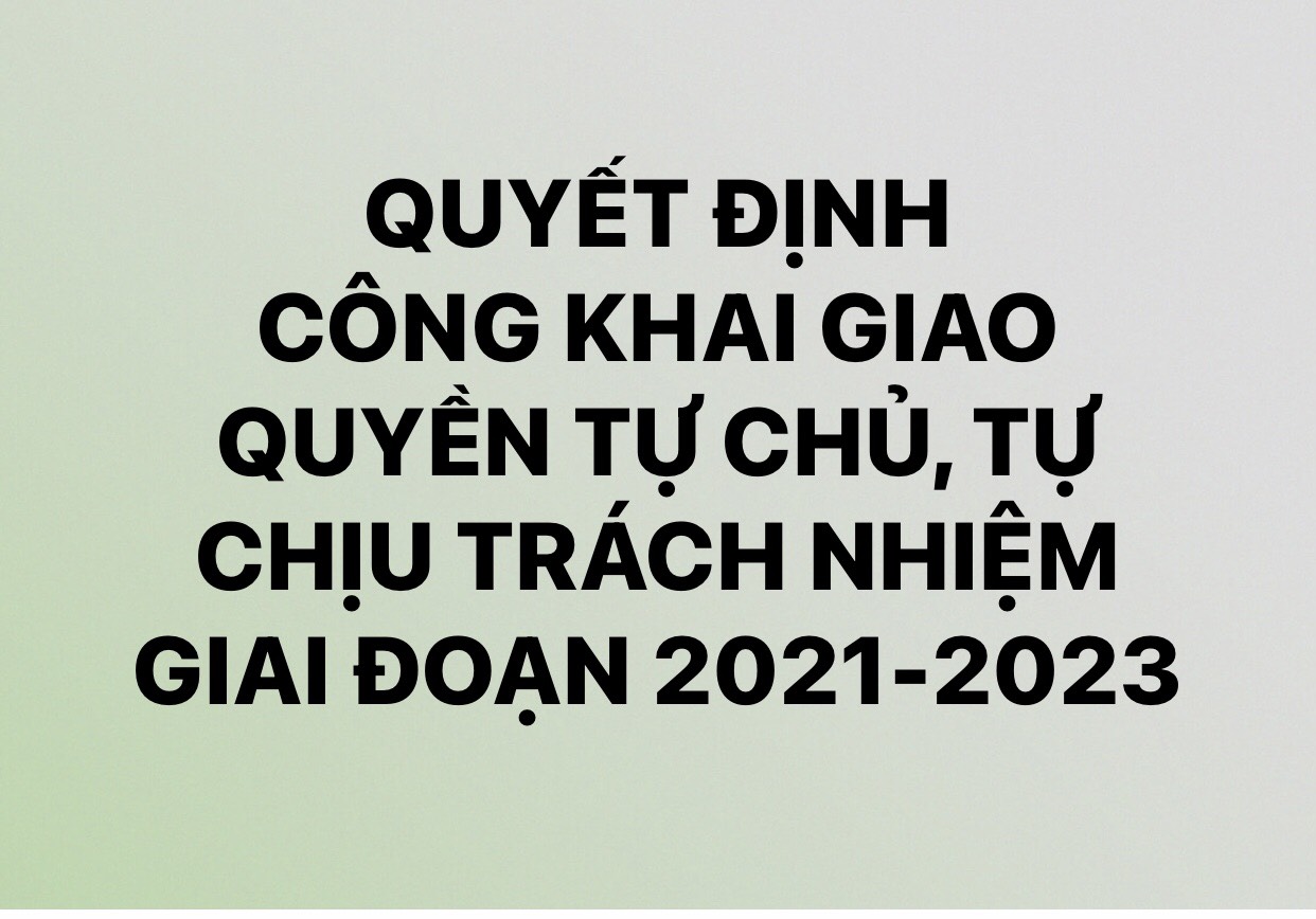 Quyết định công khai giao quyền tự chủ, tự chịu trách nhiệm giai đoạn 2021-2023