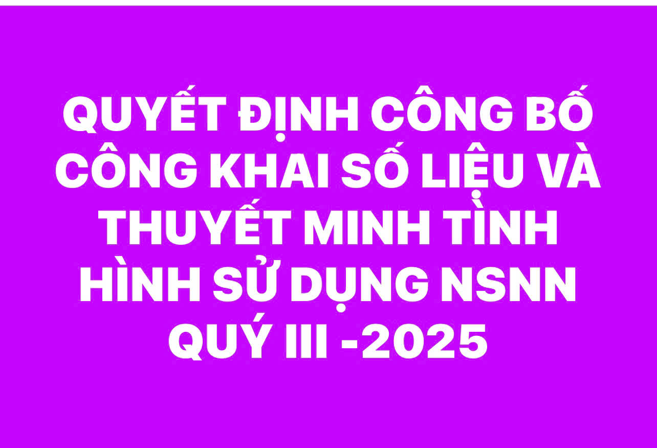 QUYẾT ĐỊNH CÔNG BỐ CÔNG KHAI SỐ LIỆU VÀ THUYẾT MINH TÌNH HÌNH THỰC HIỆN DỰ TOÁN NGÂN SÁCH NHÀ NƯỚC QUÝ III NĂM 2025