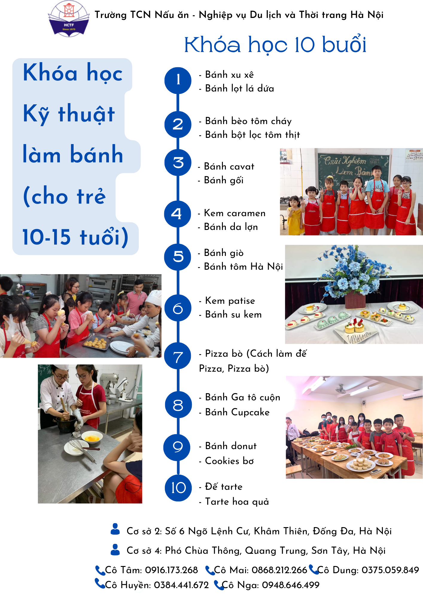 CHƯƠNG TRÌNH ĐÀO TẠO  KỸ THUẬT LÀM BÁNH CHO TRẺ EM TỪ 10 - 14 TUỔI