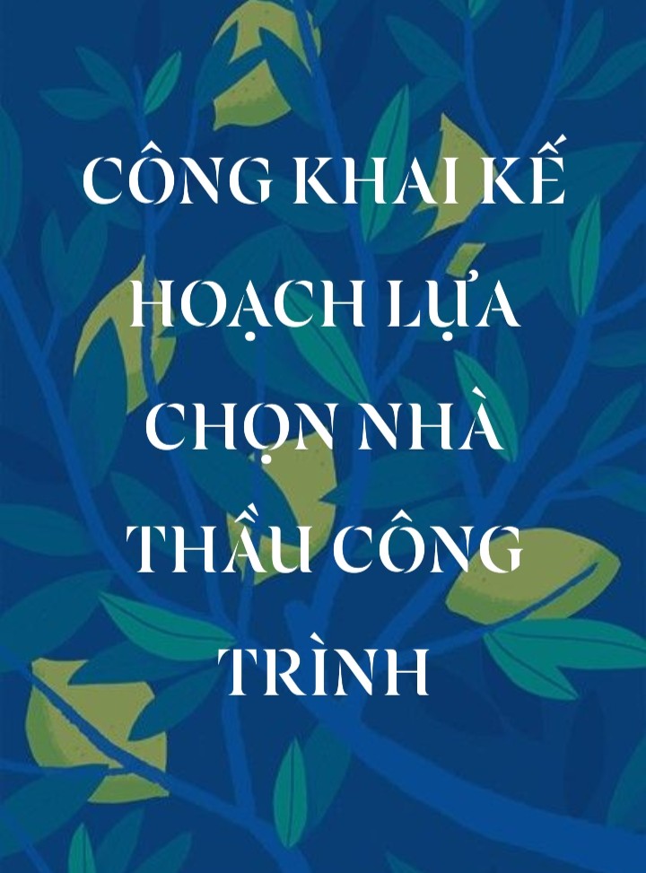 CÔNG KHAI KẾ HOẠCH LỰA CHỌN NHÀ THẦU CÔNG TRÌNH